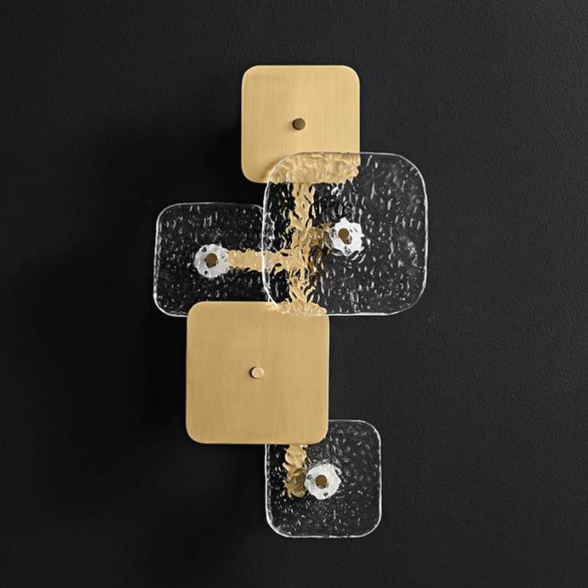 Post-modern Brass Patchwork Square LED Wall Sconce Lamp