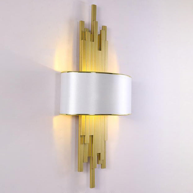 Modern Fabric Hardware Column 2-Light Wall Sconce Lamp