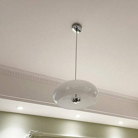 Vintage White / Orange Glass Dome 1-Light Pendant Light