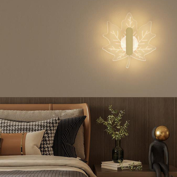 Art Deco Acrylic Maple Leaf Shape LED Wall Sconce Lamp