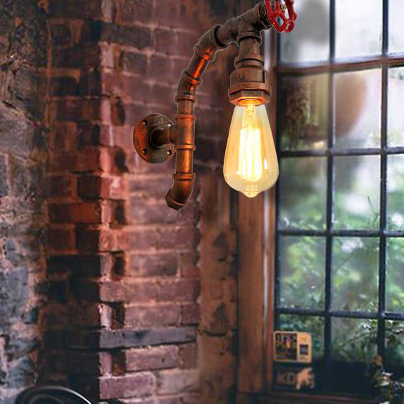 Industrial Iron Faucet Retro 1-Light Wall Sconce Lamp
