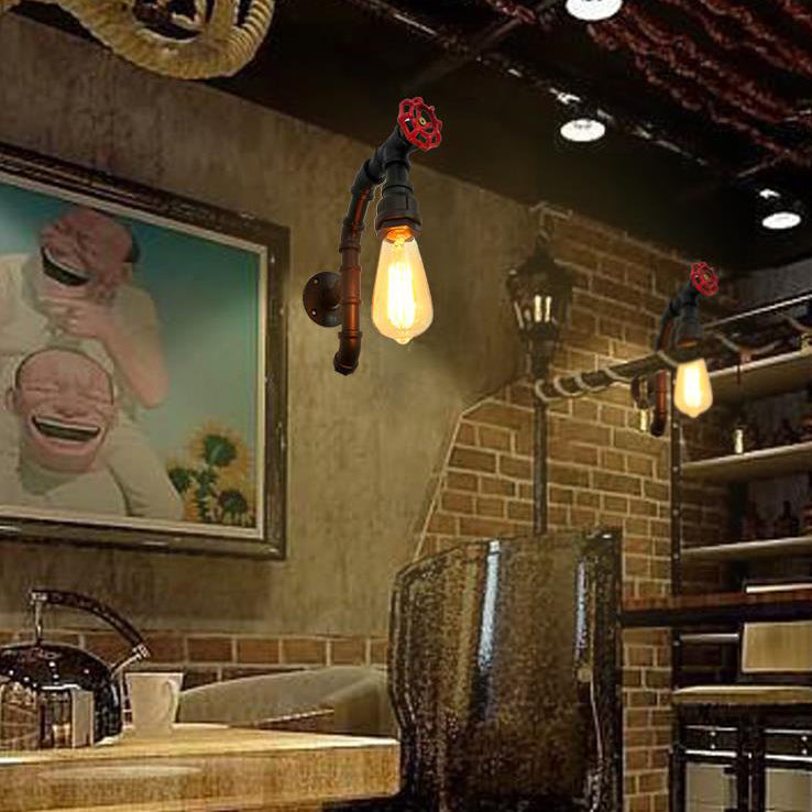 Industrial Iron Faucet Retro 1-Light Wall Sconce Lamp