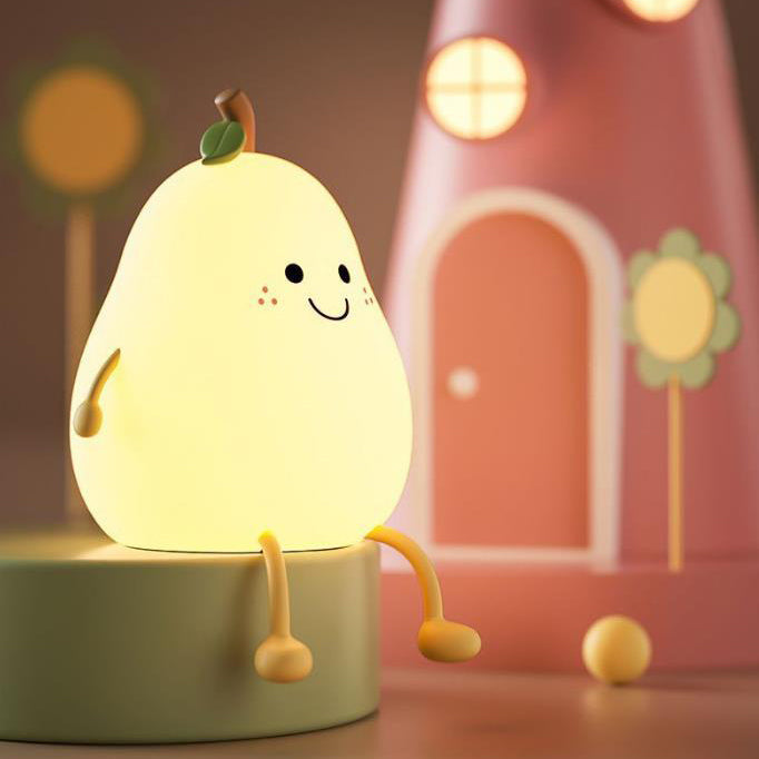 Creative Fruit Pear Silicone LED Night Light USB Table Lamp