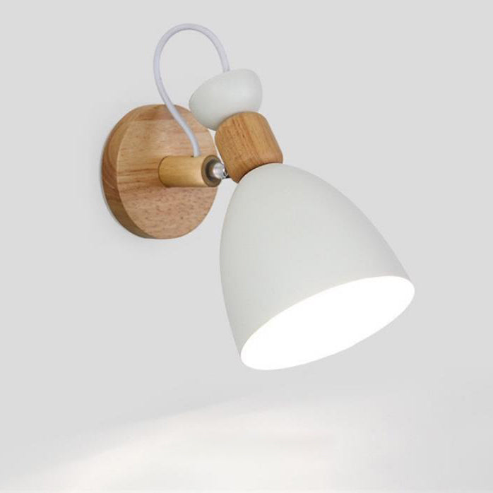 Macaron Iron Solid Wood Base 1-Light Wall Sconce Lamp