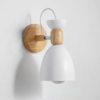Macaron Iron Solid Wood Base 1-Light Wall Sconce Lamp