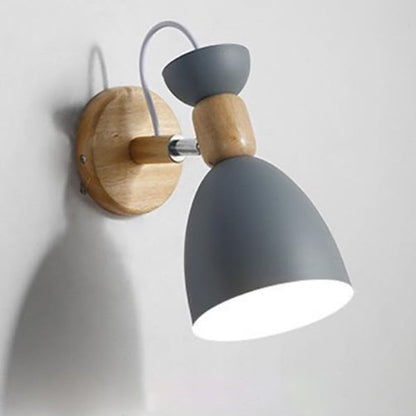 Macaron Iron Solid Wood Base 1-Light Wall Sconce Lamp