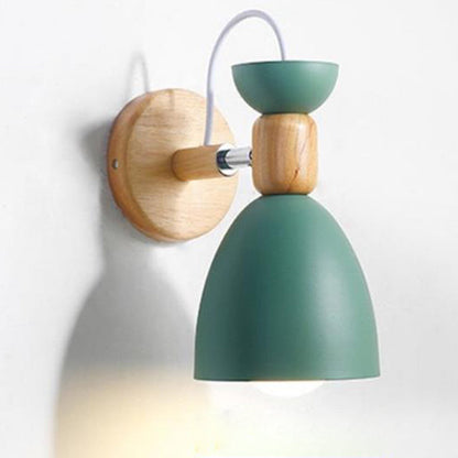 Macaron Iron Solid Wood Base 1-Light Wall Sconce Lamp
