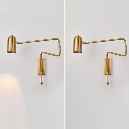 Contemporary Nordic Iron Cylinder Long Pole Swing Arm Wall Sconce Lamp for Bedroom