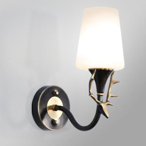 Full Exquisite Deer Head Design 1/2-Light Wall Sconce Lamp