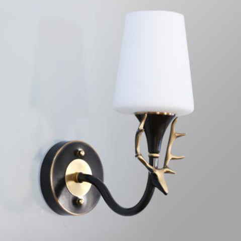 Full Exquisite Deer Head Design 1/2-Light Wall Sconce Lamp