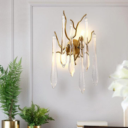 Colorful Crystal Strip Branch 2-Light Wall Sconce Lamp