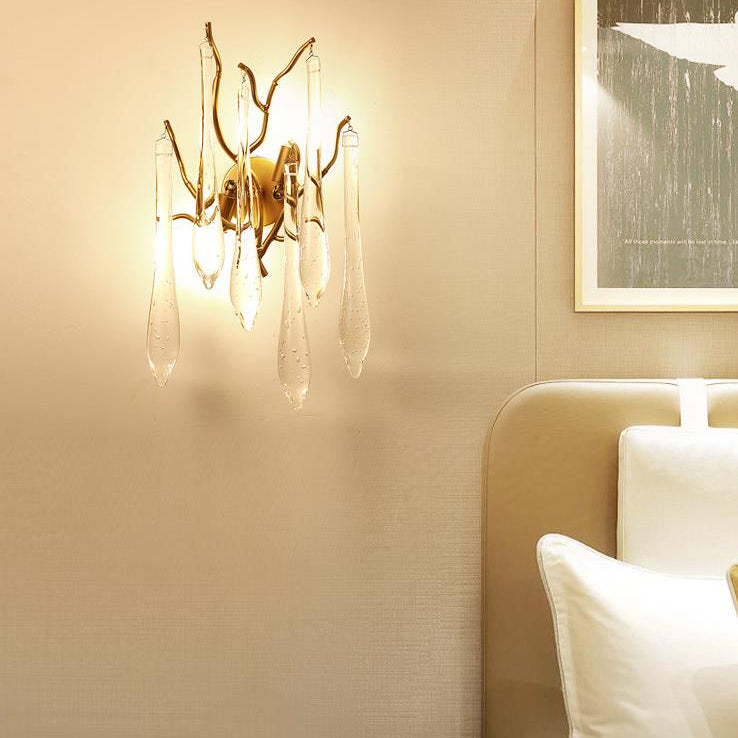 Colorful Crystal Strip Branch 2-Light Wall Sconce Lamp