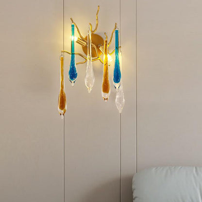 Colorful Crystal Strip Branch 2-Light Wall Sconce Lamp