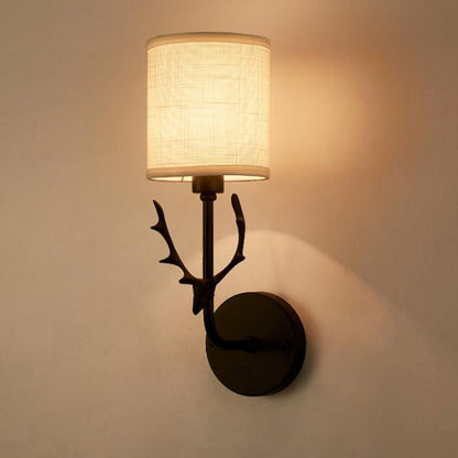 Industrial Fabric Deer Head Design 1-Light Wall Sconce Lamp