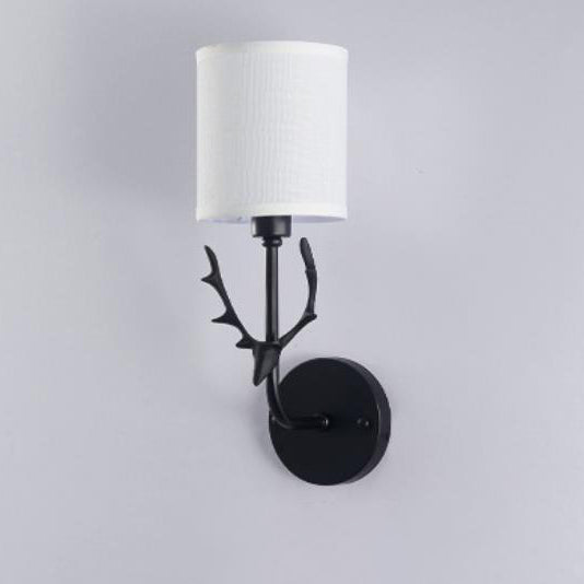 Industrial Fabric Deer Head Design 1-Light Wall Sconce Lamp