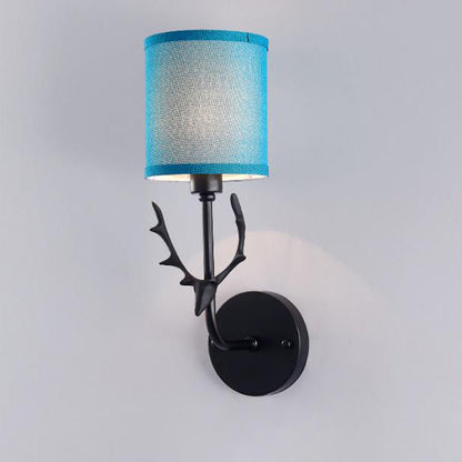 Industrial Fabric Deer Head Design 1-Light Wall Sconce Lamp