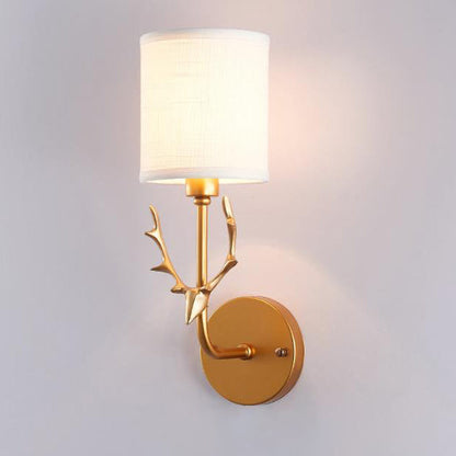 Industrial Fabric Deer Head Design 1-Light Wall Sconce Lamp