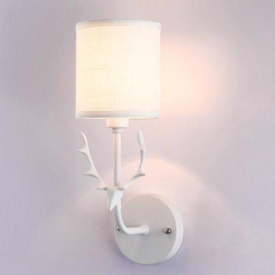 Industrial Fabric Deer Head Design 1-Light Wall Sconce Lamp