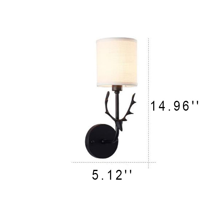Industrial Fabric Deer Head Design 1-Light Wall Sconce Lamp