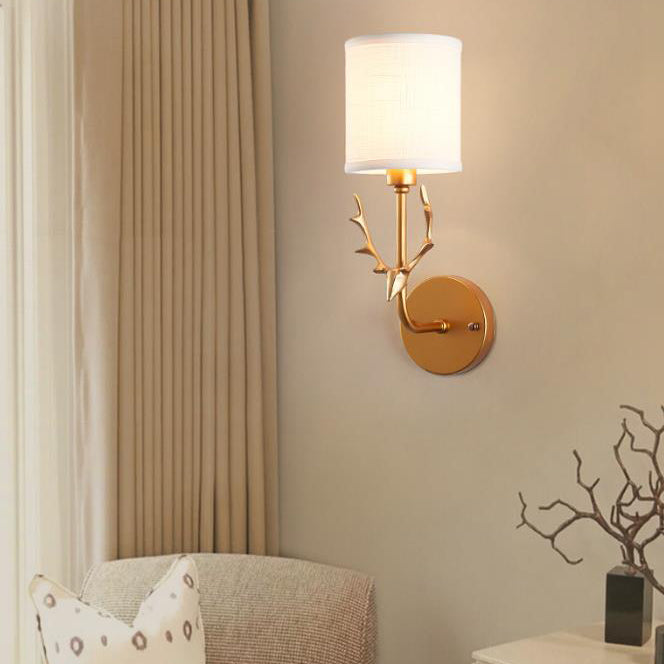 Industrial Fabric Deer Head Design 1-Light Wall Sconce Lamp