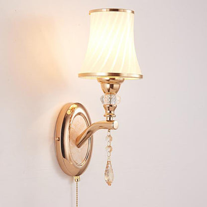 Glass Lampshade Zipper Switch 1/2-Light Wall Sconce Lamp