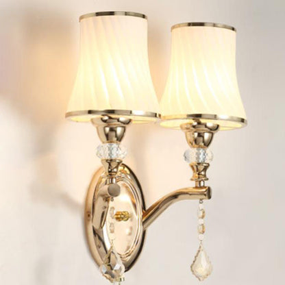 Glass Lampshade Zipper Switch 1/2-Light Wall Sconce Lamp