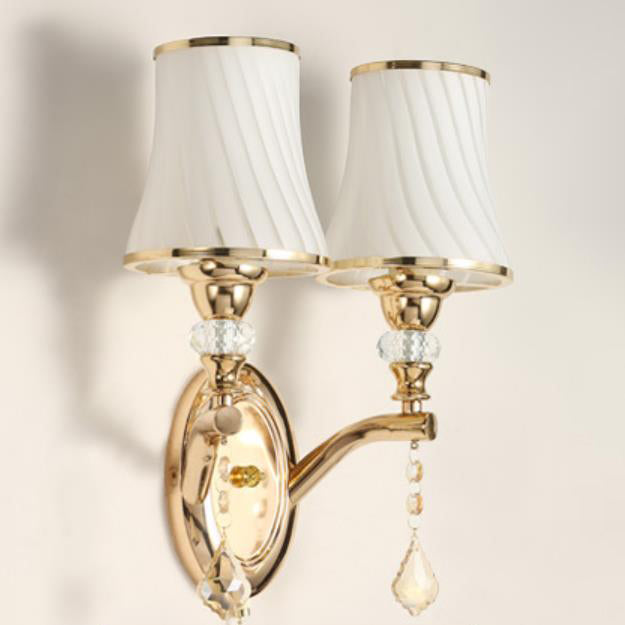 Glass Lampshade Zipper Switch 1/2-Light Wall Sconce Lamp
