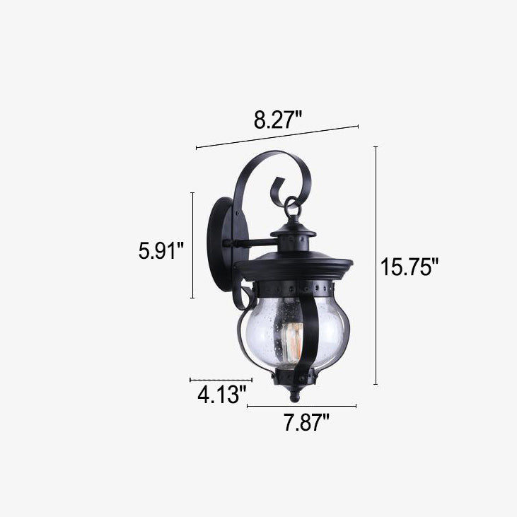 Waterproof Curved Glass Shade LED Outdoor Wall Sconce Lamp