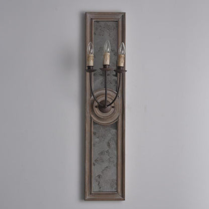 Wooden Long Frame Candelabra 3-Light Wall Sconce Lamp