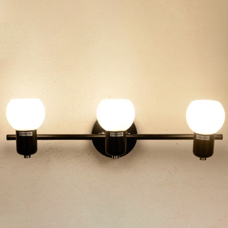 White Glass Dome Vanity Light 2/3 Light Wall Sconce Lamp