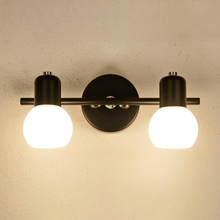 White Glass Dome Vanity Light 2/3 Light Wall Sconce Lamp