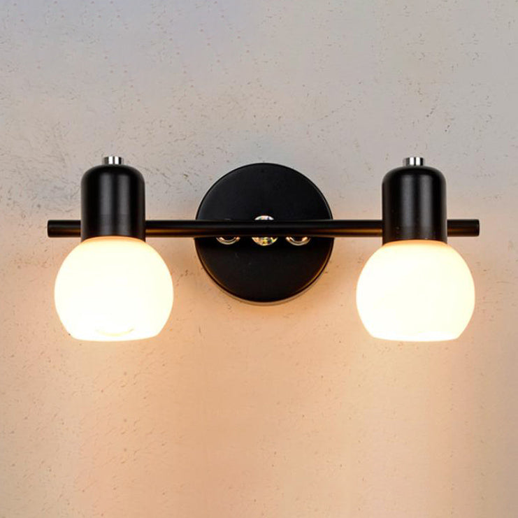 White Glass Dome Vanity Light 2/3 Light Wall Sconce Lamp