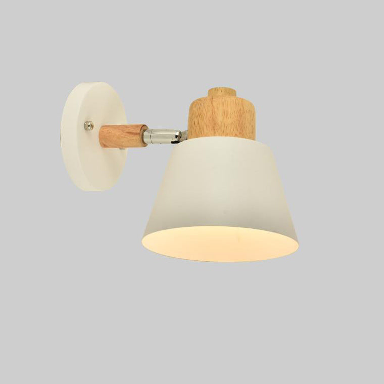 Macaron Dome Cone Shade Wood Top 1-Light Wall Sconce Lamp