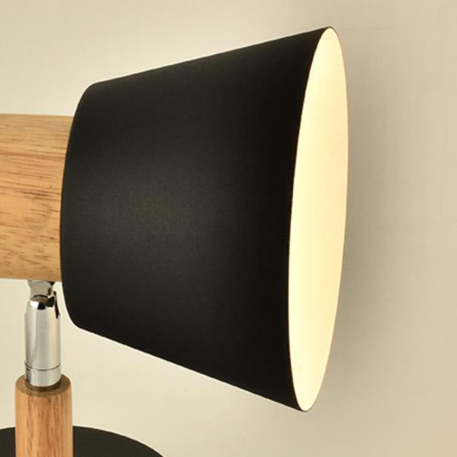 Macaron Dome Cone Shade Wood Top 1-Light Wall Sconce Lamp