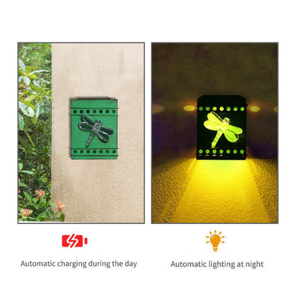 Solar Box Aged Iron LED Outdoor Fence Wall Sconce Lamp