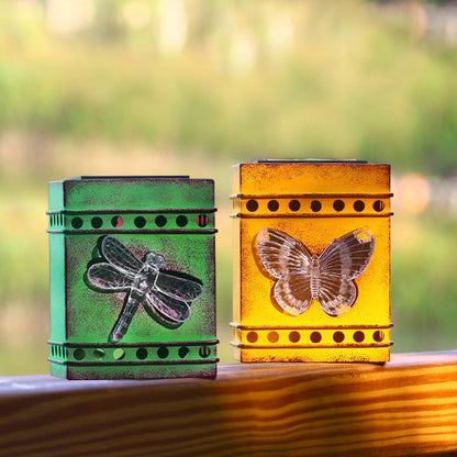 Solar Box Aged Iron LED Outdoor Fence Wall Sconce Lamp
