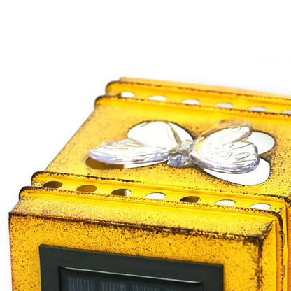 Solar Box Aged Iron LED Outdoor Fence Wall Sconce Lamp