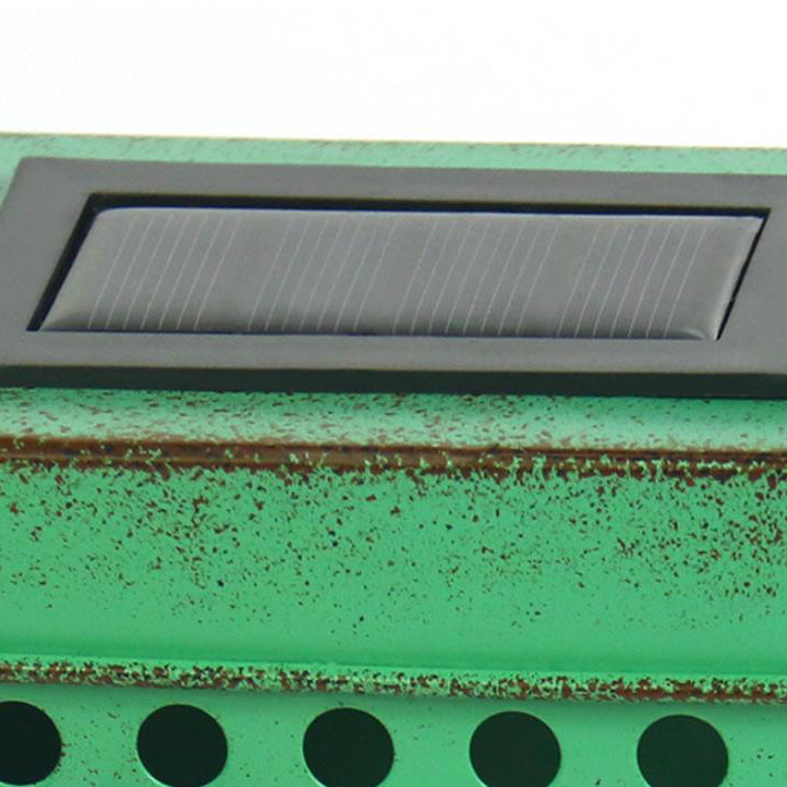 Solar Box Aged Iron LED Outdoor Fence Wall Sconce Lamp