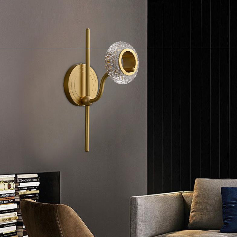 Light Luxury Brass Glass Circle 1/2 Light Wall Sconce Lamp