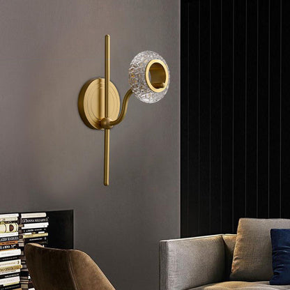 Light Luxury Brass Glass Circle 1/2 Light Wall Sconce Lamp