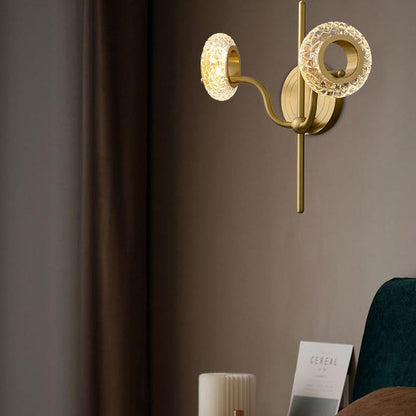 Light Luxury Brass Glass Circle 1/2 Light Wall Sconce Lamp
