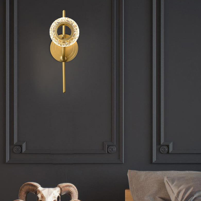 Light Luxury Brass Glass Circle 1/2 Light Wall Sconce Lamp