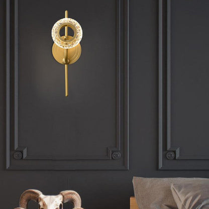 Light Luxury Brass Glass Circle 1/2 Light Wall Sconce Lamp
