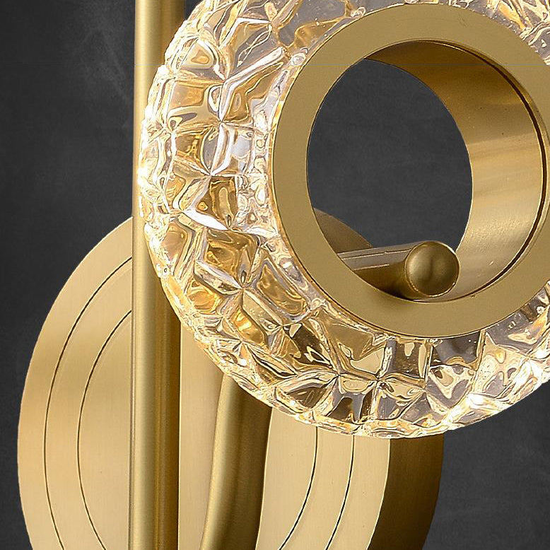 Light Luxury Brass Glass Circle 1/2 Light Wall Sconce Lamp