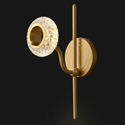 Light Luxury Brass Glass Circle 1/2 Light Wall Sconce Lamp