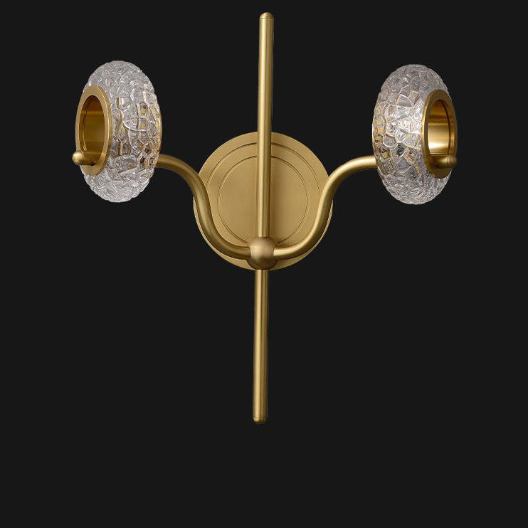 Light Luxury Brass Glass Circle 1/2 Light Wall Sconce Lamp