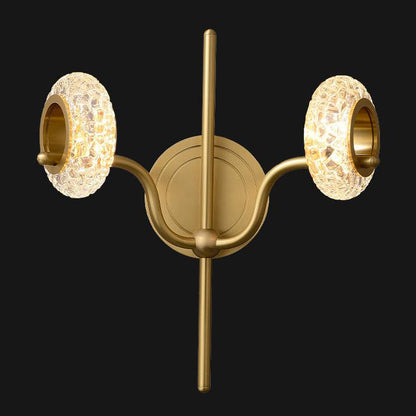 Light Luxury Brass Glass Circle 1/2 Light Wall Sconce Lamp
