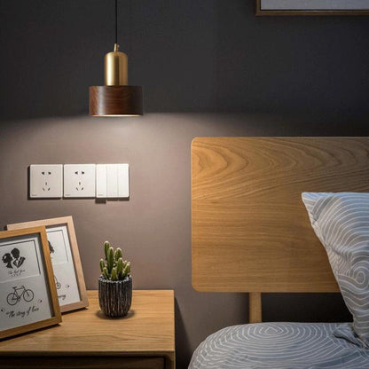 Light Luxury Copper Walnut Round 1-Light Wall Sconce Lamp