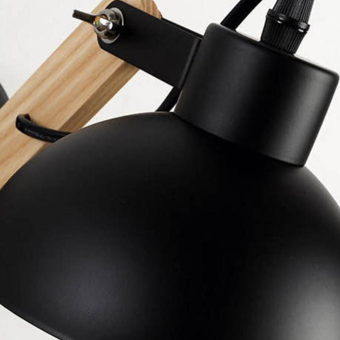 Dome Retractable Wood Arm 1-Light Wall Sconce Lamp