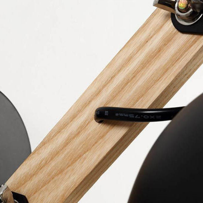 Dome Retractable Wood Arm 1-Light Wall Sconce Lamp